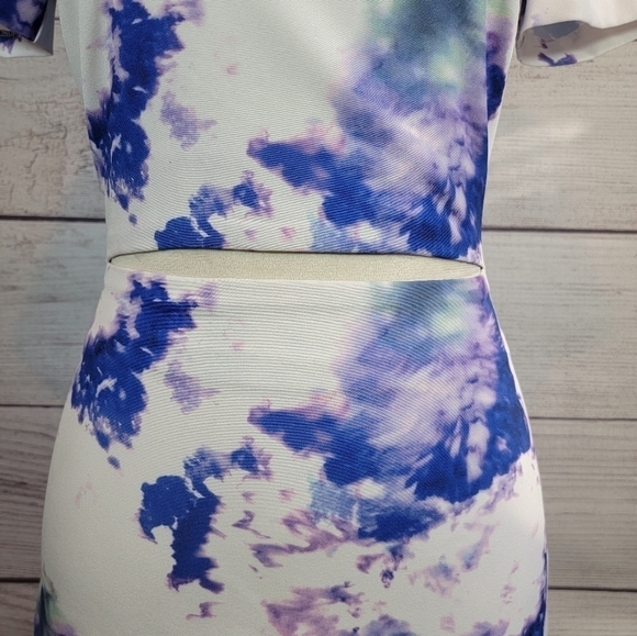 BEC & Bridge Saint Cloud Tie Dye Print Cut Out Waist Mini Dress Size 4 - Picture 7 of 9